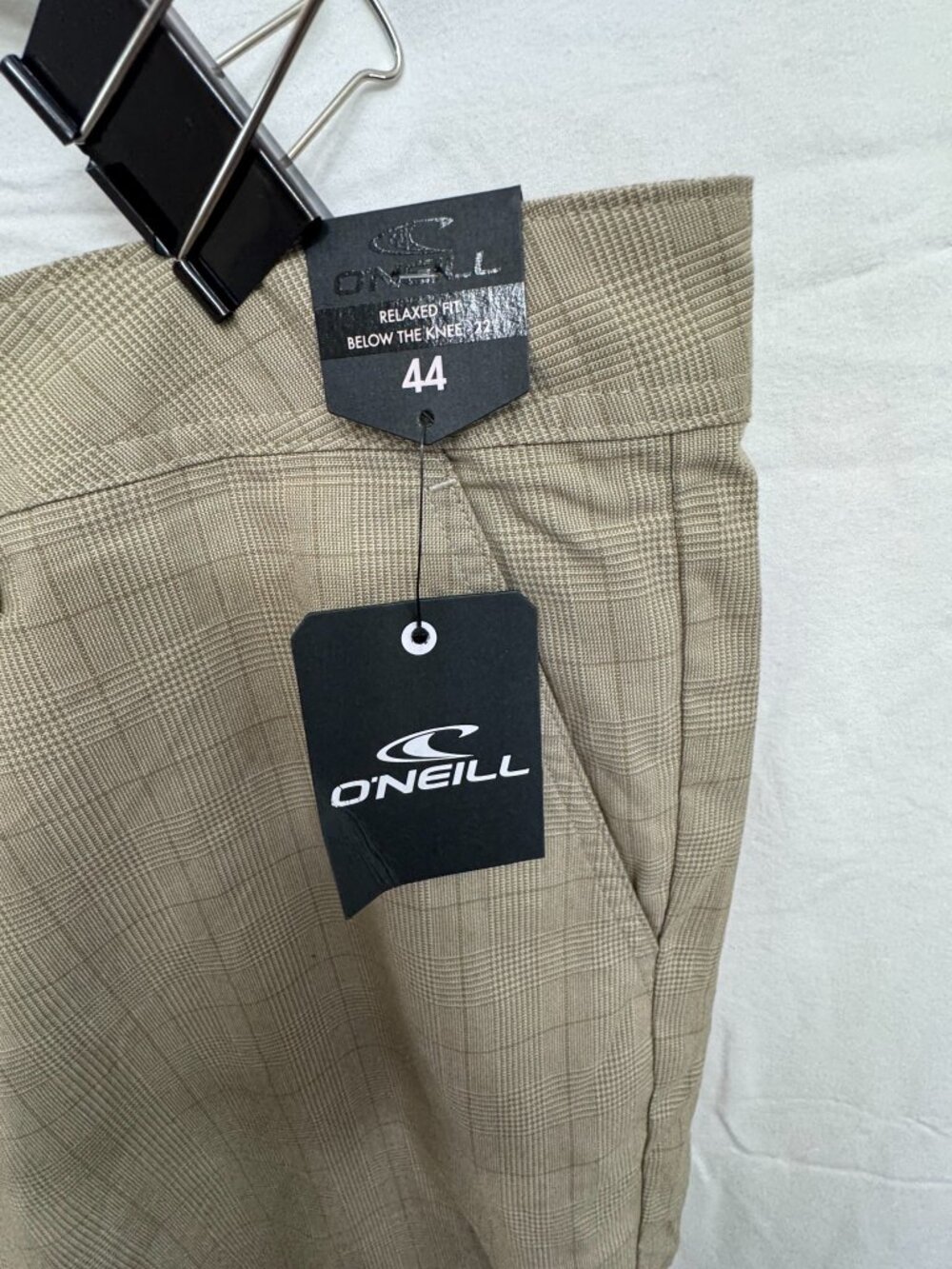 O’Neill Men’s Relaxed Fit Plaid Shorts Khaki Size 44 NWT